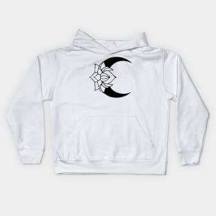 Lotus Moon (Black) Kids Hoodie